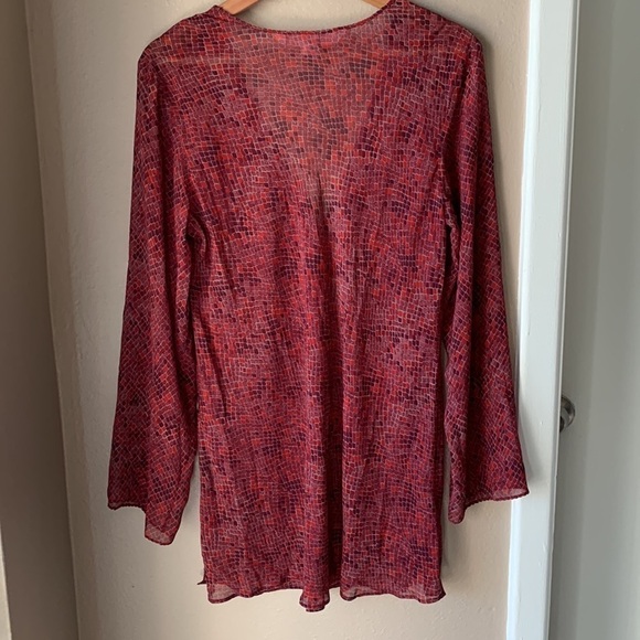 VICTORIA’S SECRET Sheer Maroon Snake Print Long Sleeve Tunic - Picture 7 of 7